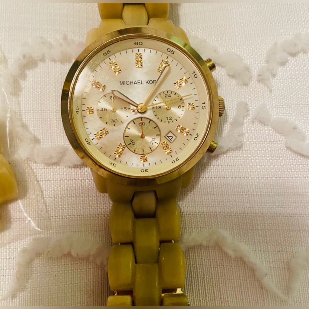 Michael Kors Gold And Yellow Chronograph Watch